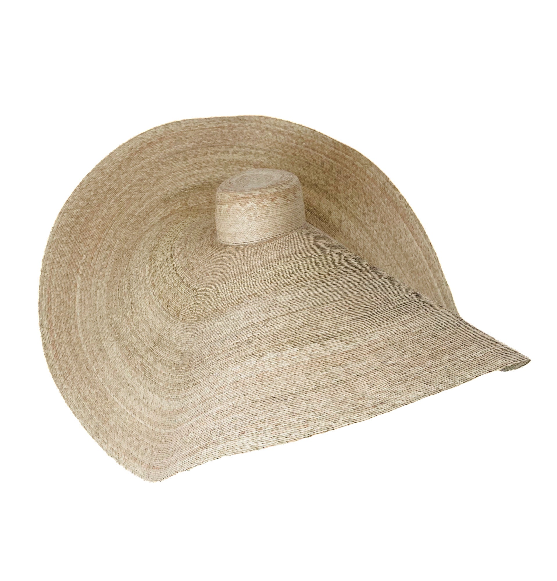 Handwoven palm straw oversized pamela hat detail