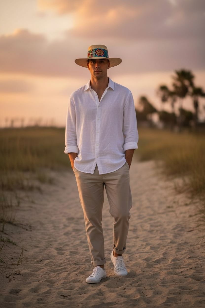 Wide woven hatband on Huichol Luxe Hat